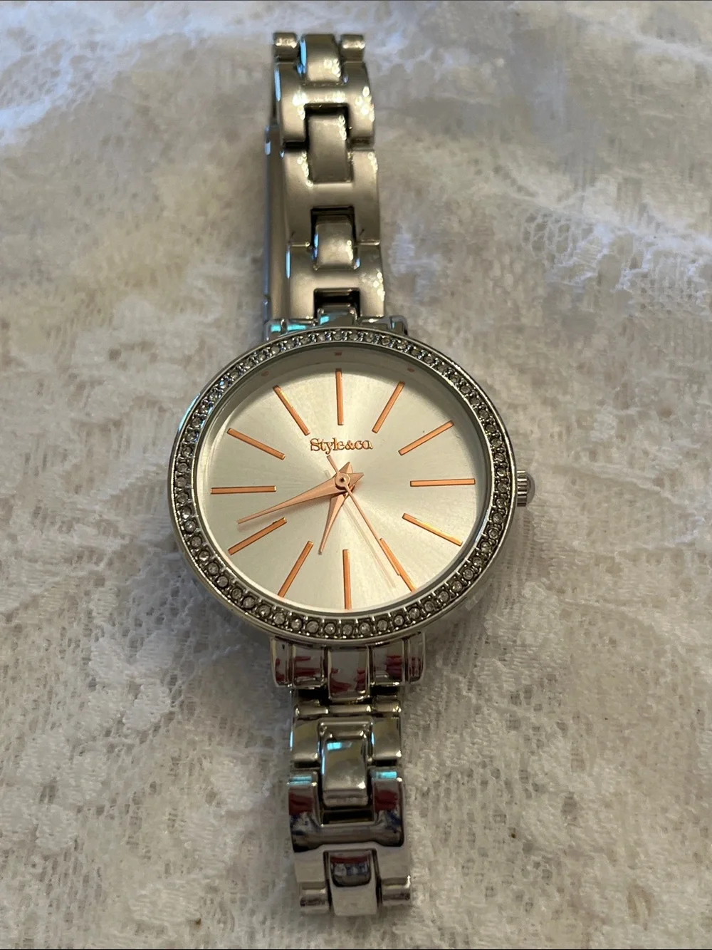 Style & Co. Silver Bracelet Watch with Rose Gold Accents